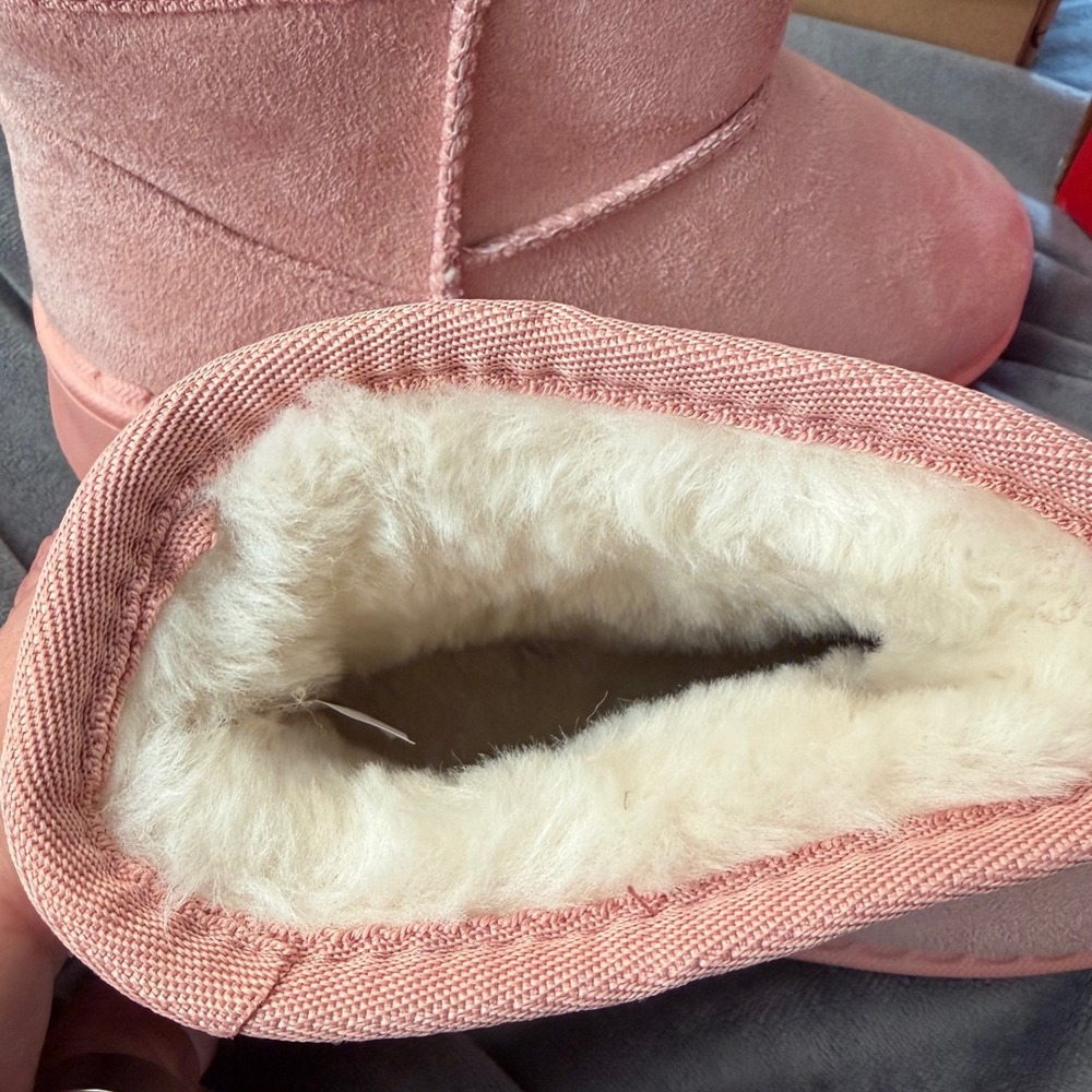 HQX BEST Kids Pink Faux Suede Shearling Lined Winter Ankle Boots Sz 13 - Picture 8 of 9